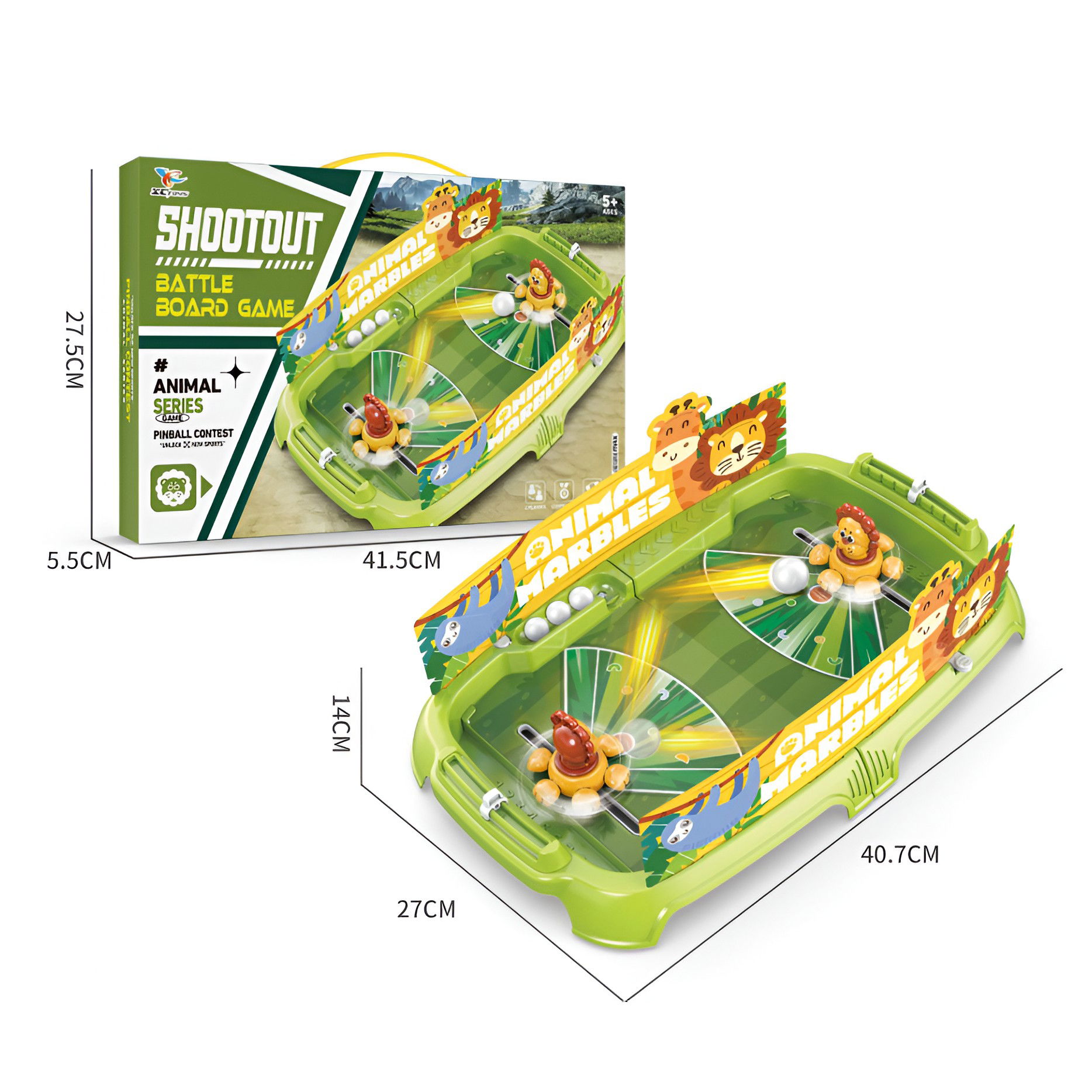 50 - 100 LEI - Joc de Masa Interactiv Lion Battle pentru Copii, Flippy, 4 Mingi, Tabela Scor, 40.7x27x14 cm, Verde