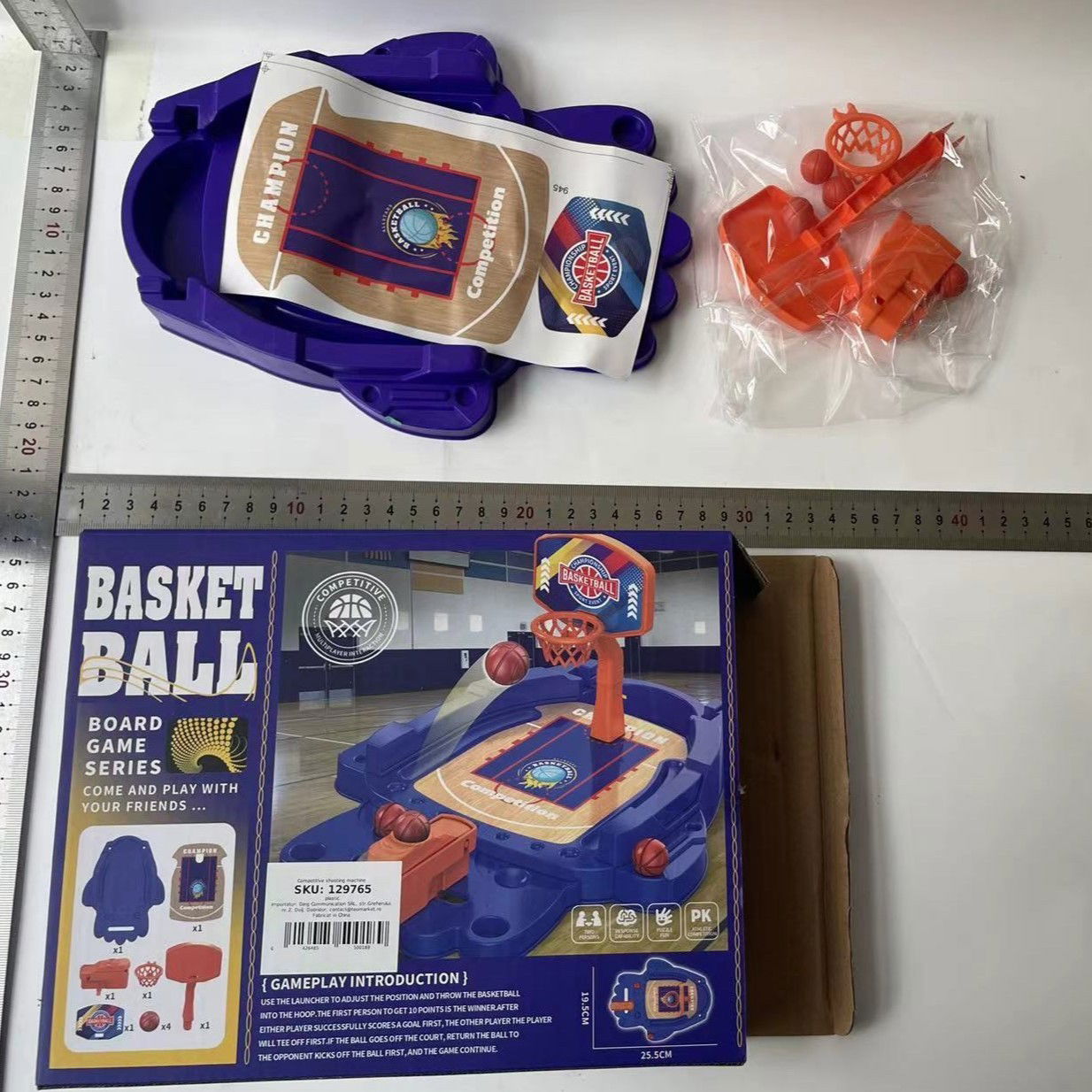 Jocuri de societate - Joc de Masa Mini Baschet Interactiv pentru Copii, Flippy, Mingi Incluse, 25.5x19.5x13.5 cm, Mov