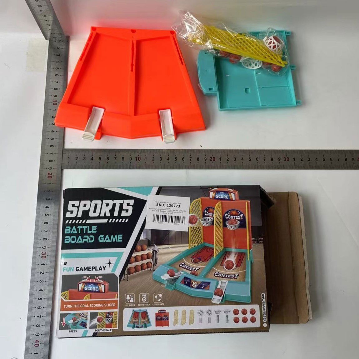 Joc de Masa Mini Baschet Interactiv pentru Copii, Flippy, pentru 2 Jucatori, 6 Mingi Incluse, 22x16.5x18.2 cm, Multicolor [3]