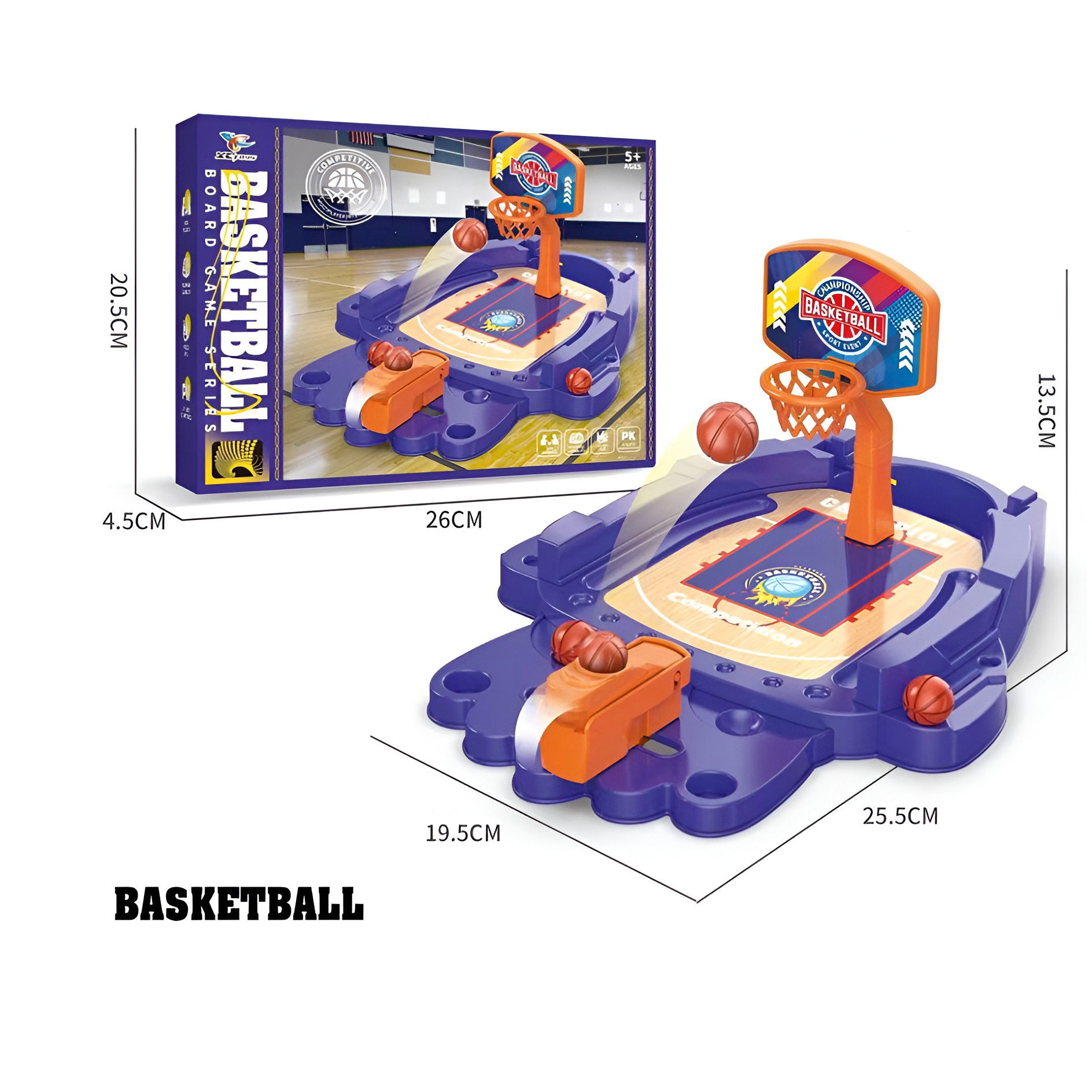 Joc de Masa Mini Baschet Interactiv pentru Copii, Flippy, Mingi Incluse, 25.5x19.5x13.5 cm, Mov [3]