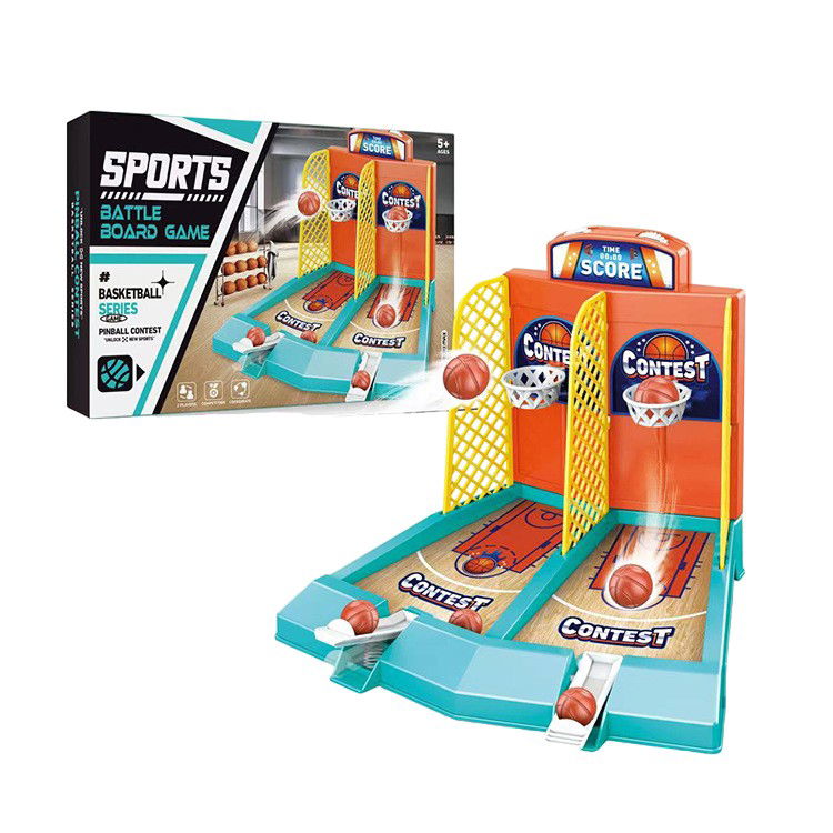 Jocuri de societate - Joc de Masa Mini Baschet Interactiv pentru Copii, Flippy, pentru 2 Jucatori, 6 Mingi Incluse, 22x16.5x18.2 cm, Multicolor