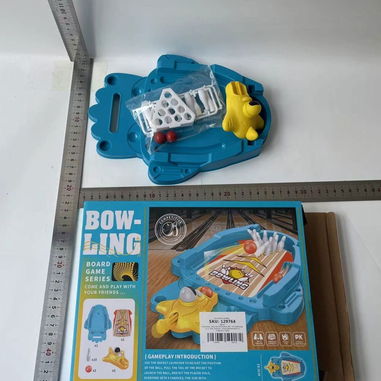 Joc de Masa Mini Bowling Interactiv pentru Copii, Flippy, Mingi si Figurine Incluse, 26.5x19.5x5 cm, Albastru [5]