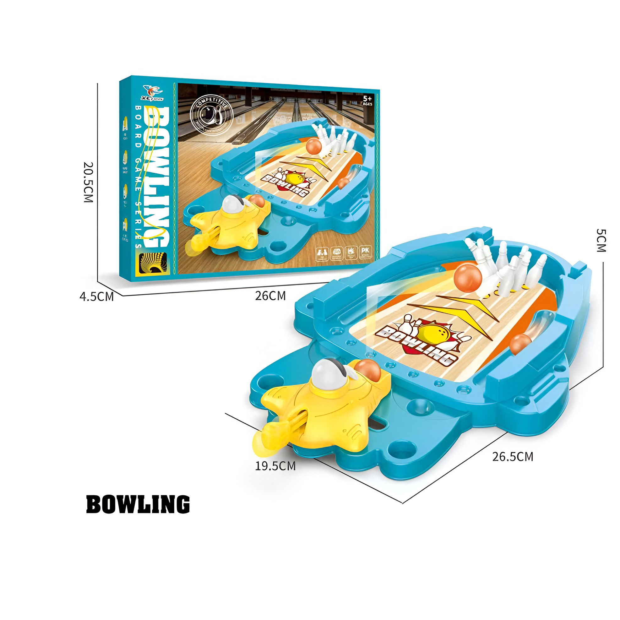 Joc de Masa Mini Bowling Interactiv pentru Copii, Flippy, Mingi si Figurine Incluse, 26.5x19.5x5 cm, Albastru [4]