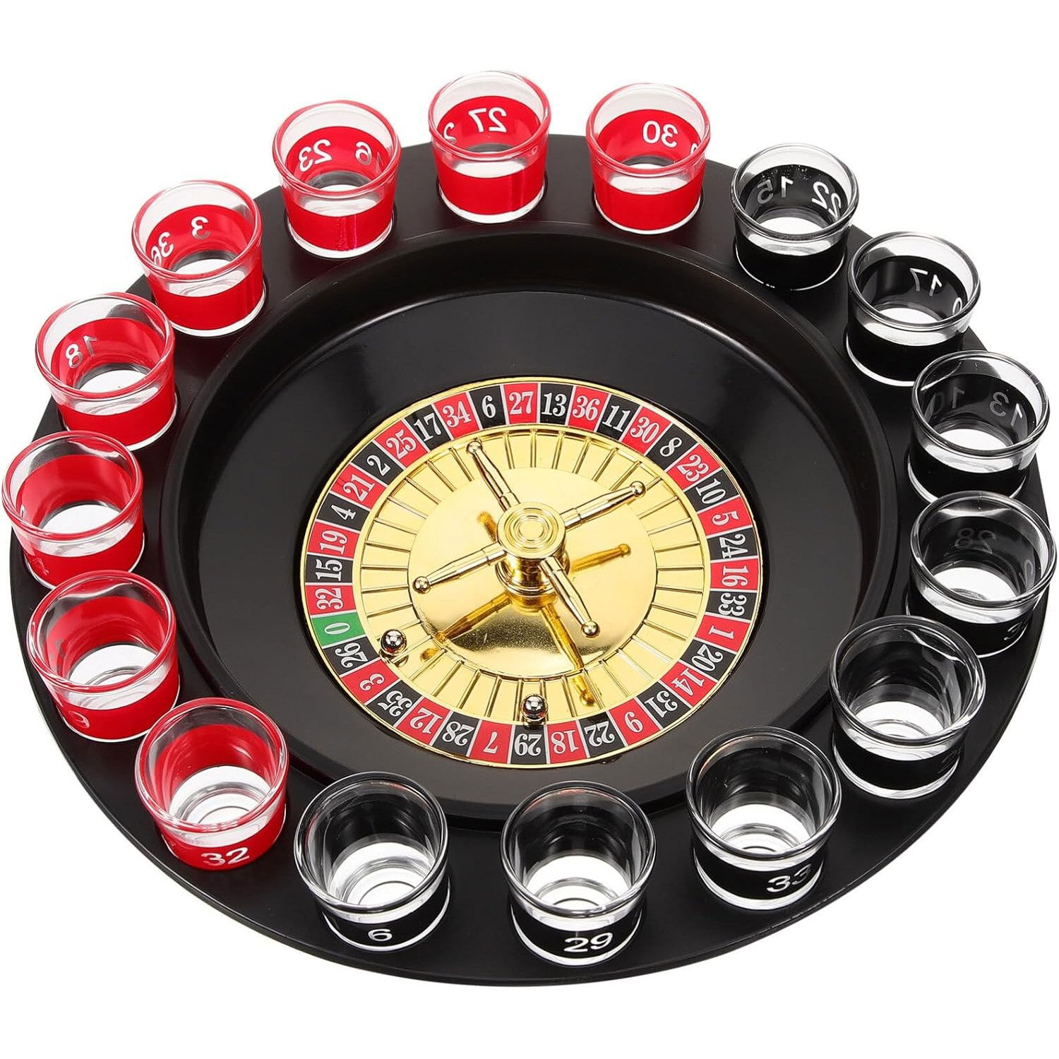 Joc de Ruleta Flippy, cu Pahare de Shot si Plansa de Joc Blackjack, 31 cm, Multicolor [10]