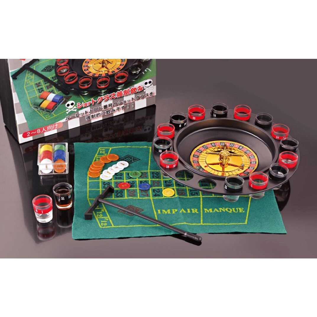 Joc de Ruleta Flippy, cu Pahare de Shot si Plansa de Joc Blackjack, 31 cm, Multicolor [11]