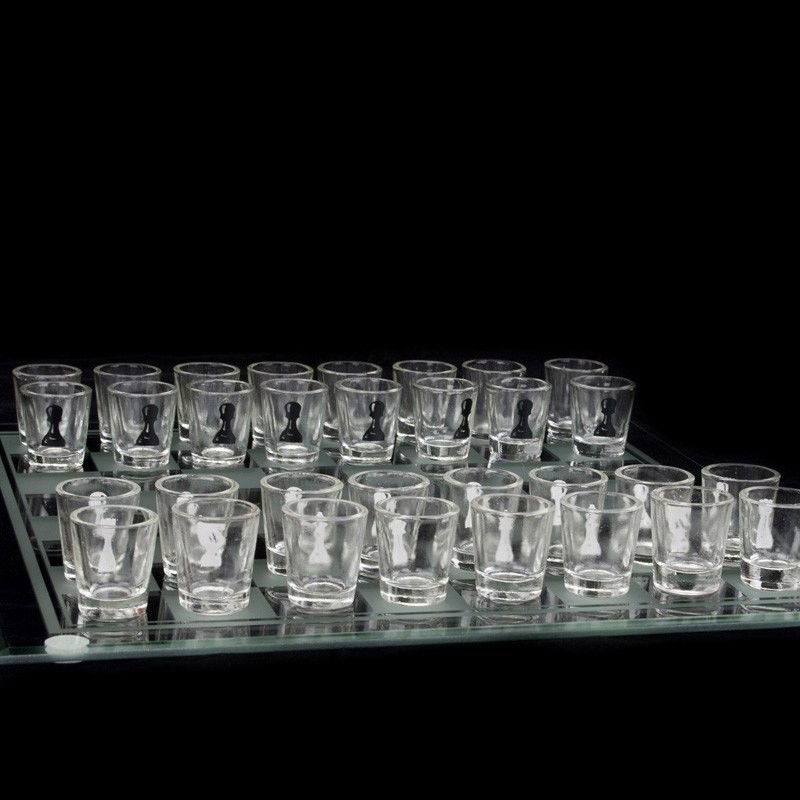 Joc de sah Flippy din sticla cu pahare pentru shoturi, 35x35 cm, transparent [3]