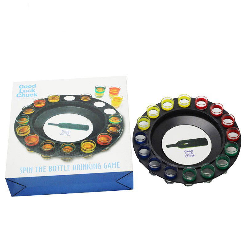 Joc de Societate "Adevar sau Provocare" Flippy, Ruleta cu 16 pahare de Shot din Sticla, pentru Petreceri, Distractie, Cadouri, Multicolor [4]