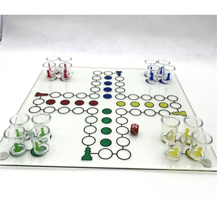 Joc de baut, Nu te supara frate, Flippy, cu pahare de shot din sticla, 30x30 cm, multicolor [3]