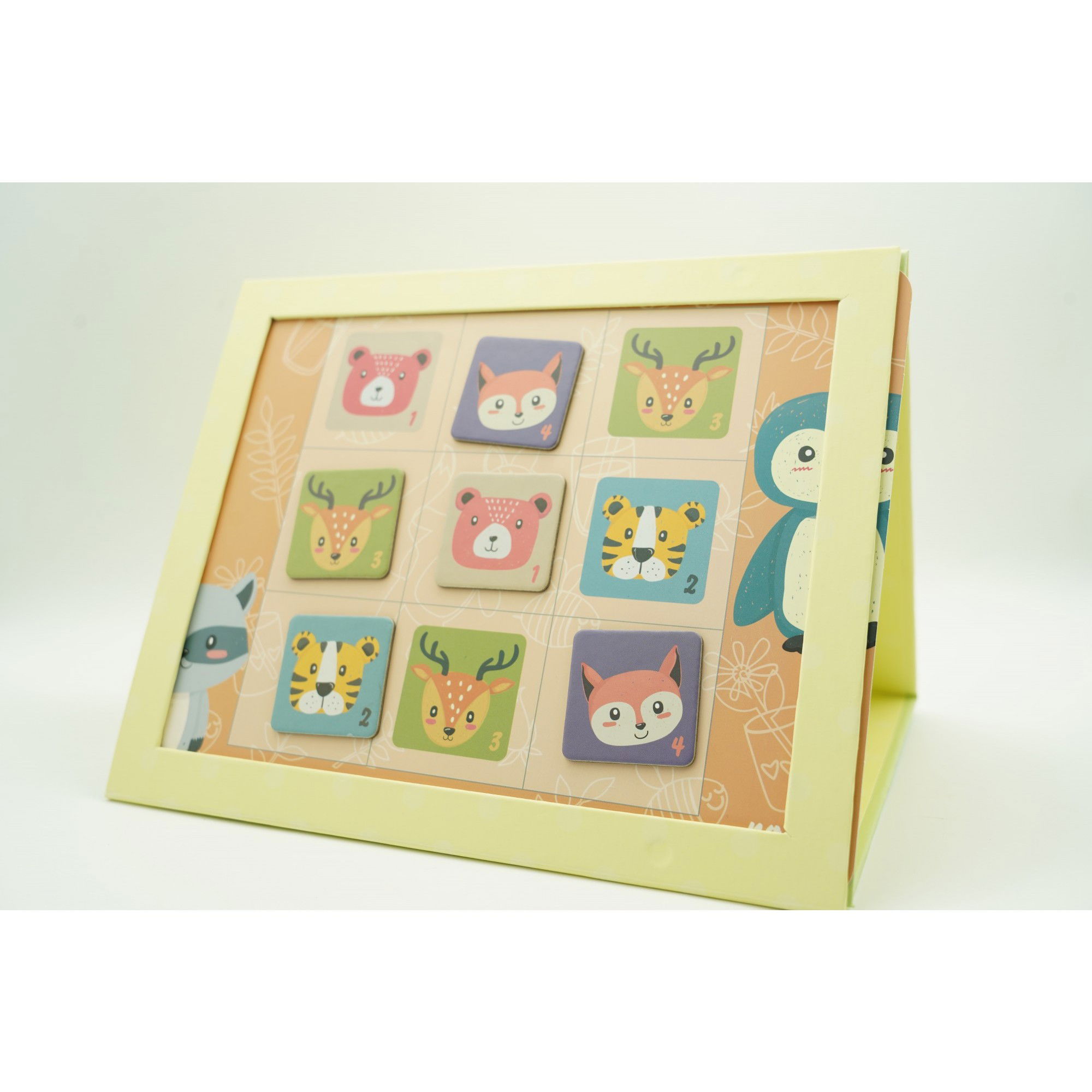Joc educativ Sudoku cu tablita magnetica, 32 de piese, cartonase cu animale, Verde [9]