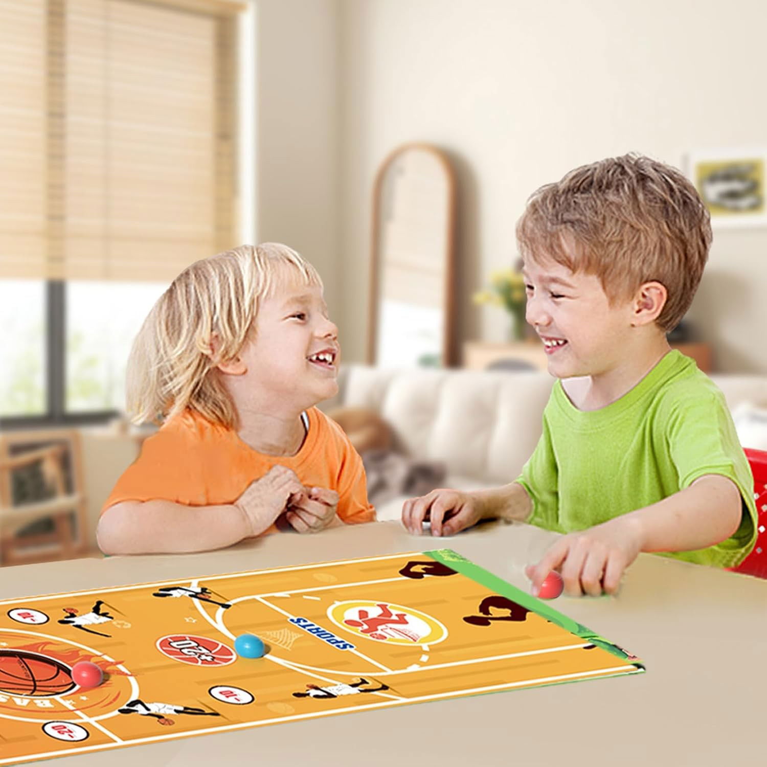 Joc Interactiv, Flippy, Covor de Basket 90 x 20 cm, 1-4 Jucatori, +5 Ani, 6 Mingi Incluse, Maro [2]