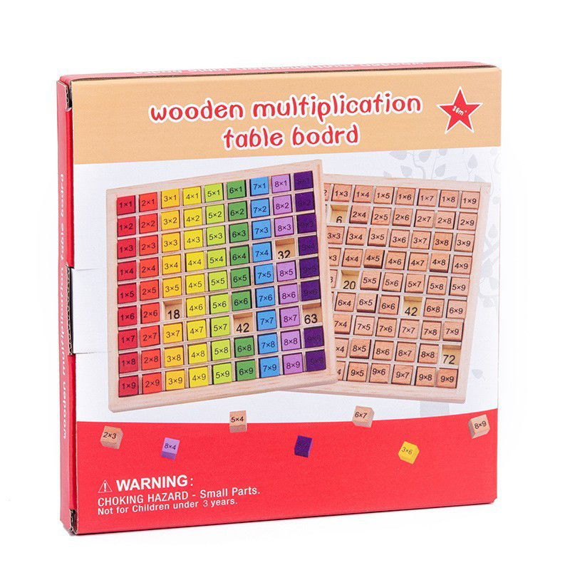 Joc Montessori din Lemn, Flippy, Tabla Inmultirii, Blocuri, Tabel de Multiplicare pana la 9x9, Multicolor, 18x18x1.5 cm [8]
