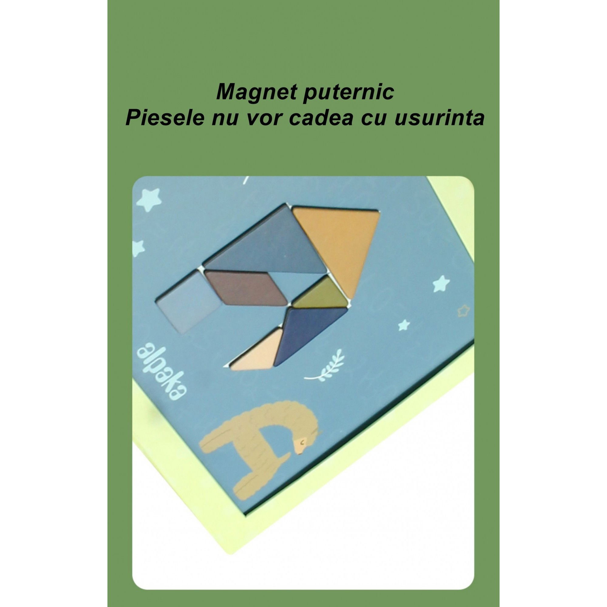 50 - 100 LEI - Joc Magnetic Tangram, tabla si forme diverse magnetice, 34 de piese, pentru copii, +3 ani, multicolor