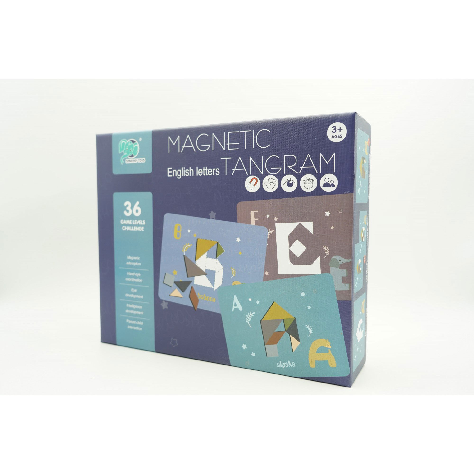 Joc Magnetic Tangram, tabla si forme diverse magnetice, 34 de piese, pentru copii, +3 ani, multicolor [8]