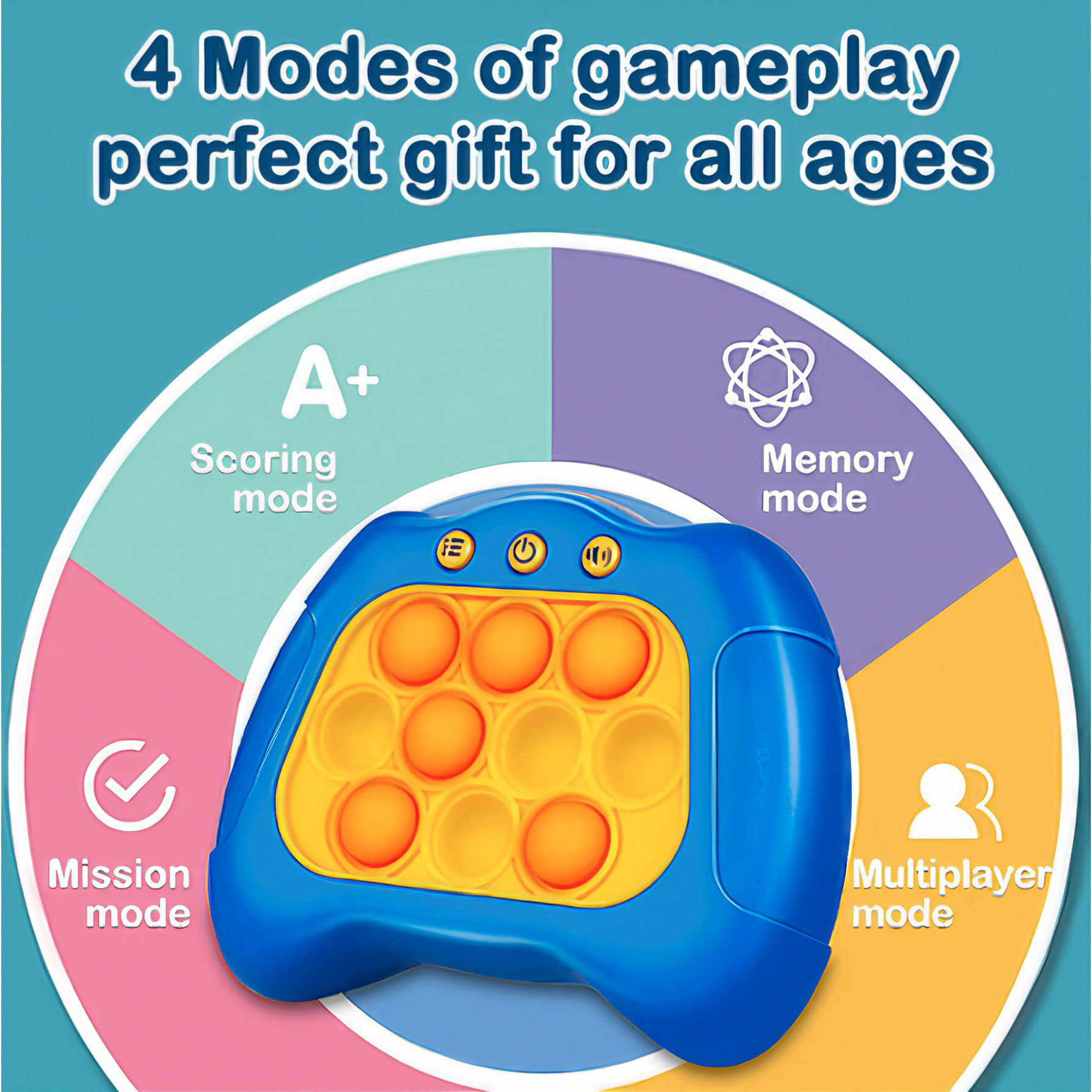 Joc Pop It, Flippy, consola, joc interactiv, antistres, cu baterii, Abs si silicon, Portocaliu, 12 x 10 x 5.8 cm [8]