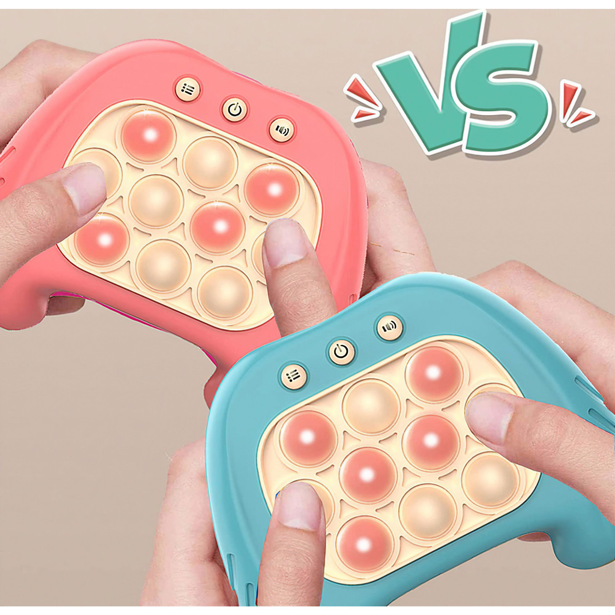 Joc Pop It, Flippy, consola, joc interactiv, antistres, cu baterii, Abs si silicon, Roz, 12 x 10 x 5.8 cm [5]