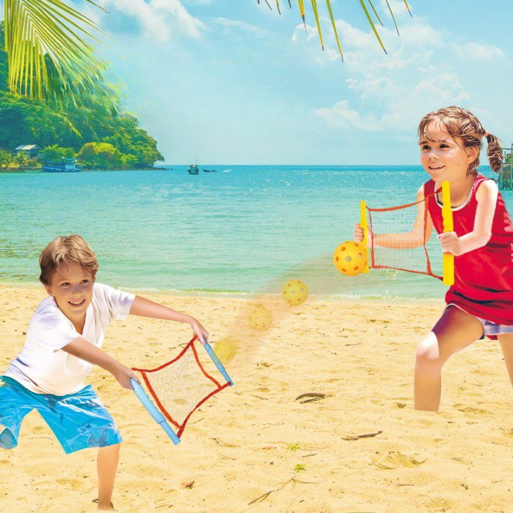 Joc Spikeball, Flippy, pentru Copii, Joc in 2, pentru Plaja, Parcuri, Interior, 2 Plase, 2 Mingi Normale, 2 Mingi Luminoase, Senzorial, Prinderea Mingii, 50x30 cm, Multicolor [4]