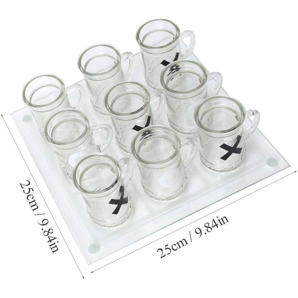 Joc X si O Flippy, cu Mini Halbe din Sticla, 25 x 25 cm, pentru Petreceri, Decor, Cadouri, Transparent [5]