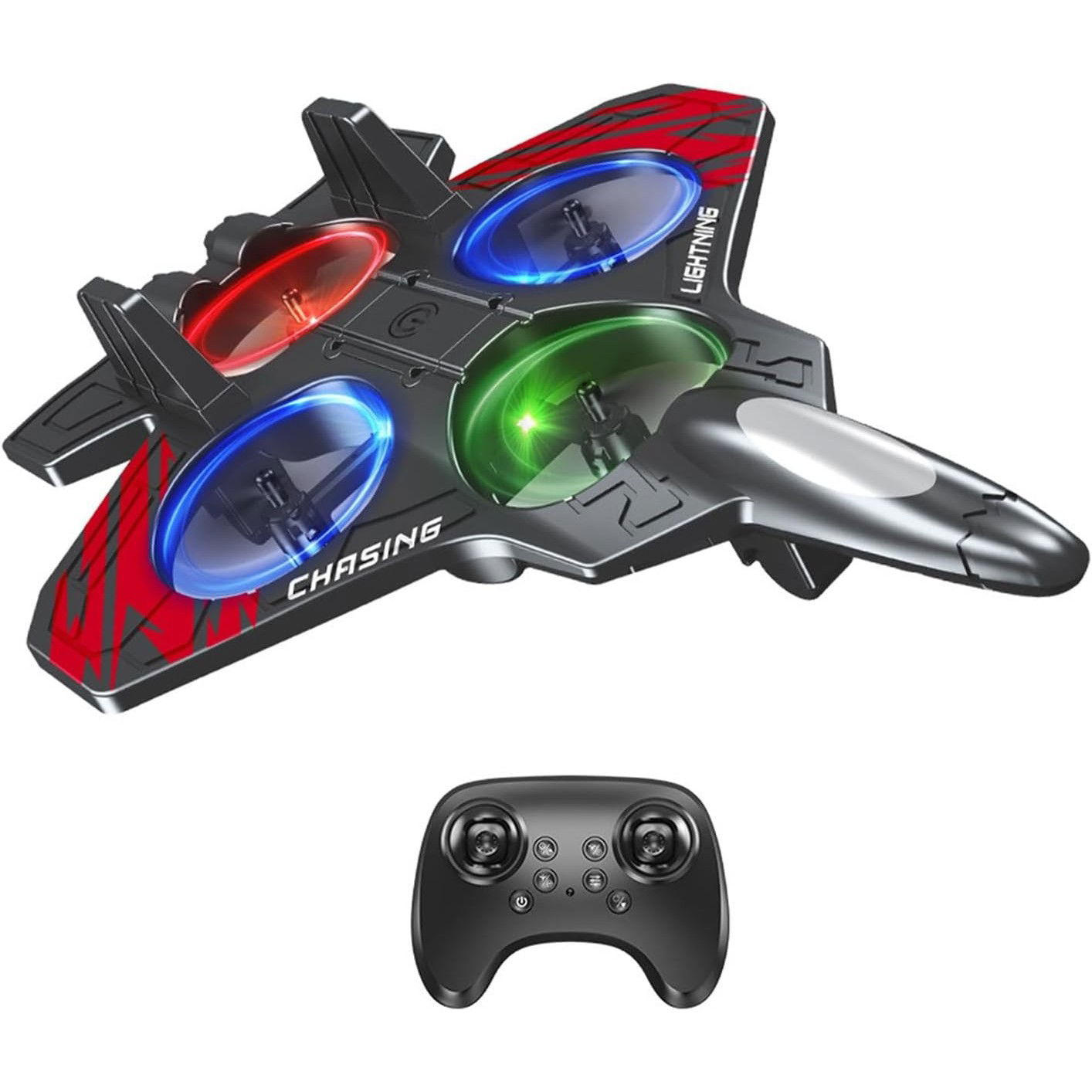 Jucarie Interactiva, Flippy, Aeronava de Lupta, din EVA, cu Telecomanda, Incarcare USB, +14 Ani, 25.5 x 18 x 5.2 cm, Negru-Rosu [4]