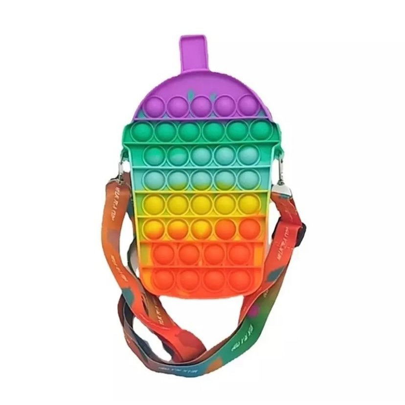 Pop and Flip It - Jucarie antistres din silicon, Flippy, Geanta Pop It, Milkshake, Multicolor