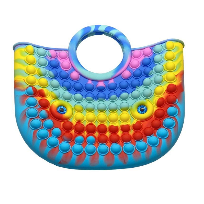 Genti, Portofele, Penare - Jucarie Antistres din silicon Flippy, Pop It Now And Flip It, Geanta mare, 28 cm, Multicolor, Model 2