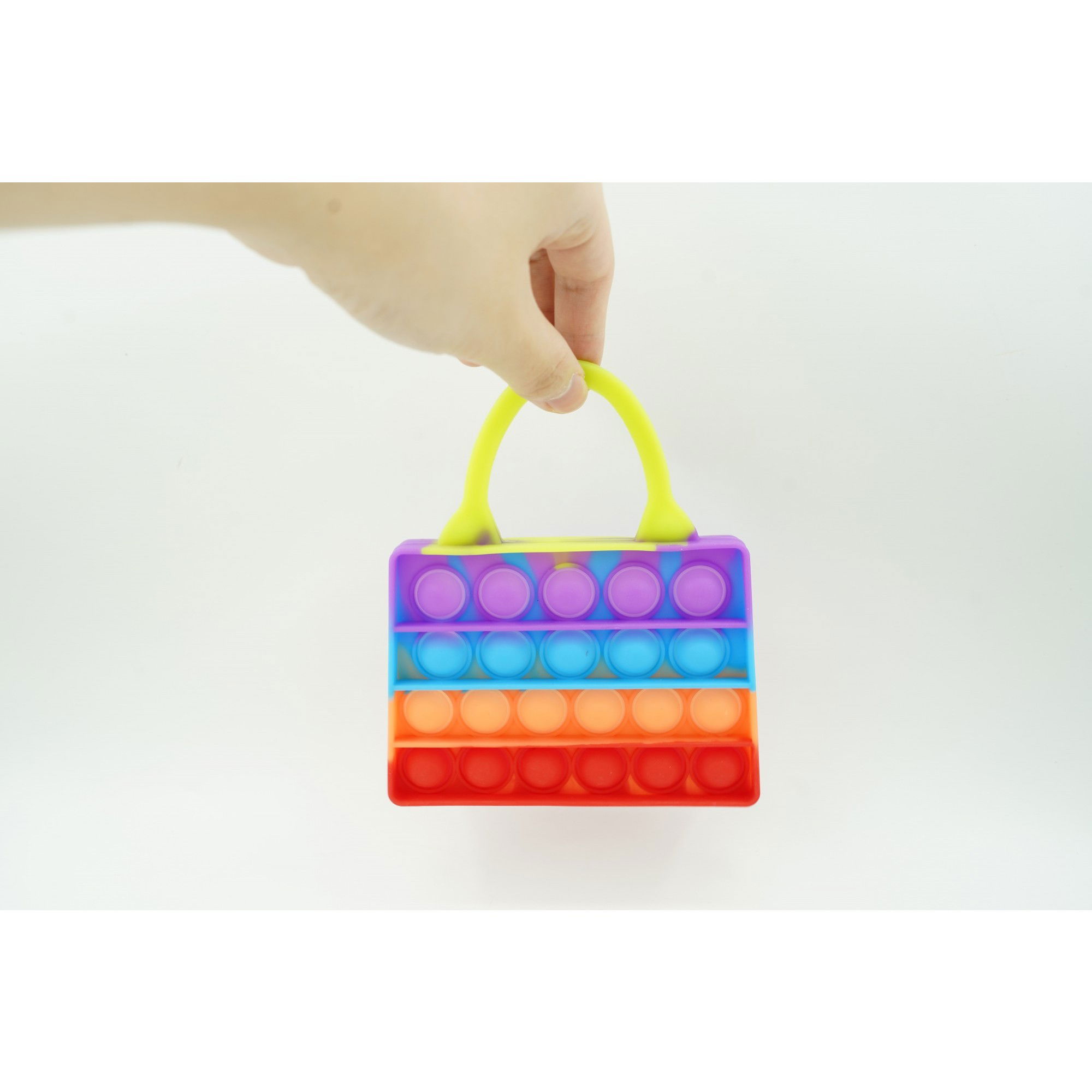 10 - 25 LEI - Jucarie Antistres din silicon Flippy, Pop It Now And Flip It, Geanta de umar, Multicolor