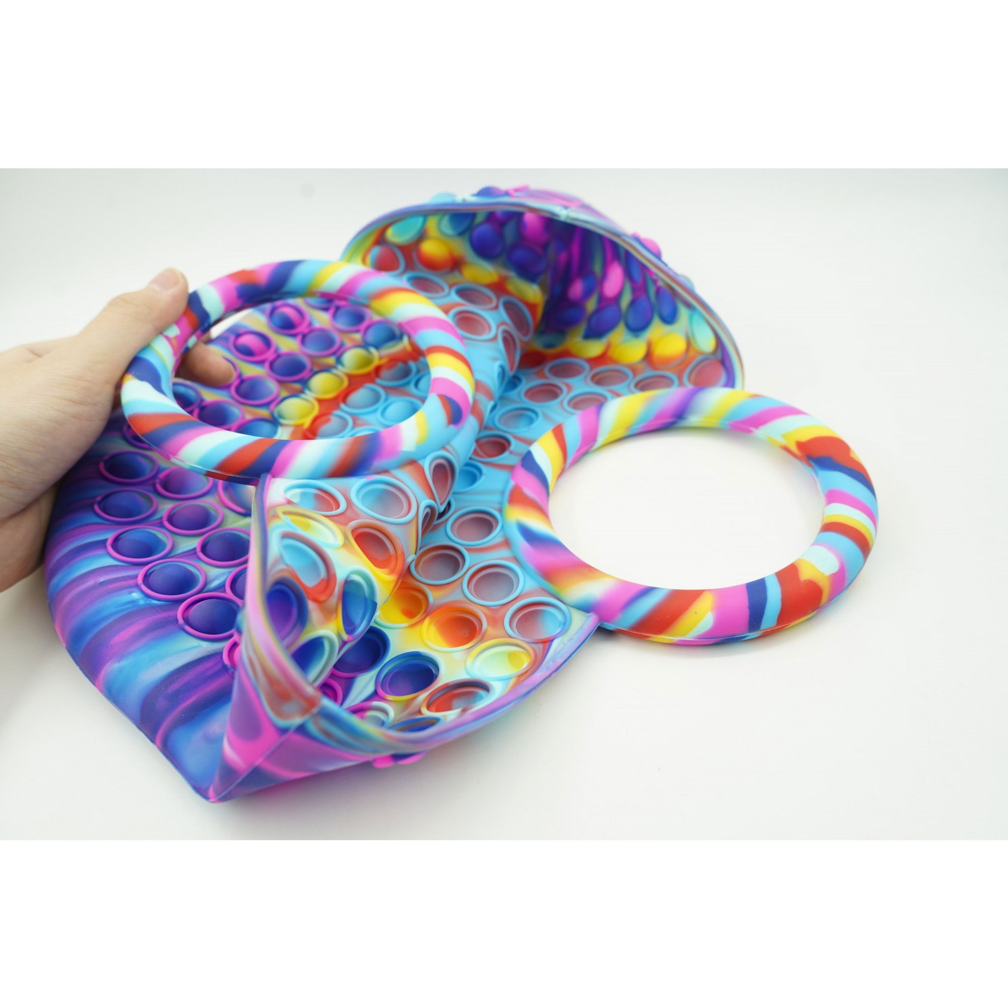 Genti, Portofele, Penare - Jucarie Antistres din silicon Flippy, Pop It Now And Flip It, Geanta mare, 28 cm, Multicolor, V1