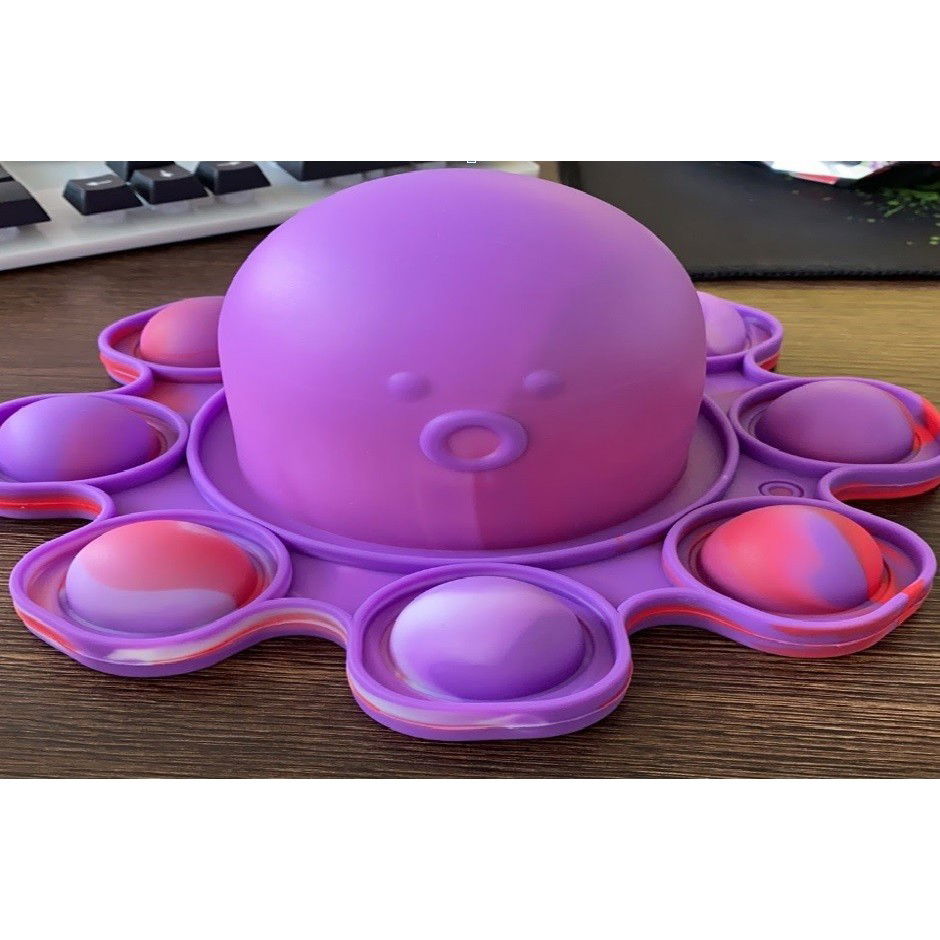 Jucarii Senzoriale, Fidget Toys - Jucarie antistres din silicon, Pop It Now and Flip It, Caracatita reversibila, 20x10 cm, Model 5, Multicolor