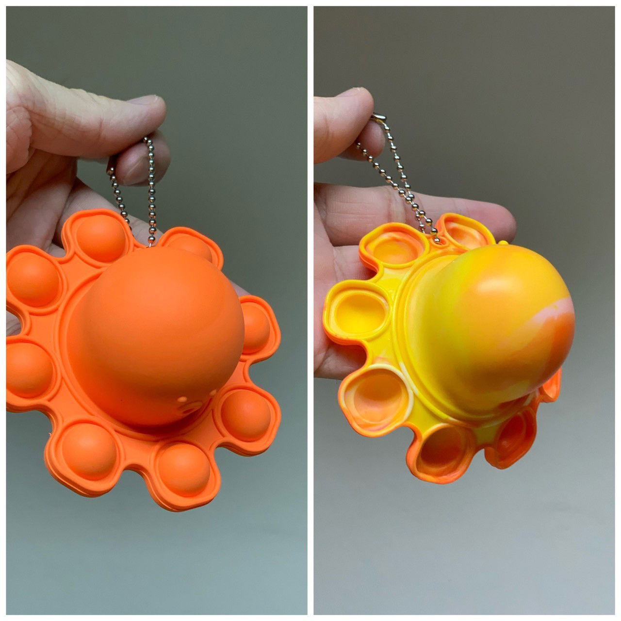 Jucarii Senzoriale, Fidget Toys - Jucarie Antistres, Flippy, Tip Pop It, Caracatita Reversibila, din Silicon, 20 x 10 cm, Portocaliu