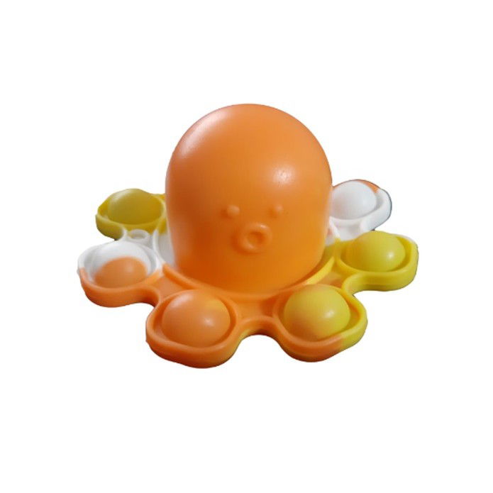 Jucarie Antistres, Flippy, Tip Pop It, Caracatita Reversibila, din Silicon, 20 x 10 cm, Portocaliu [3]