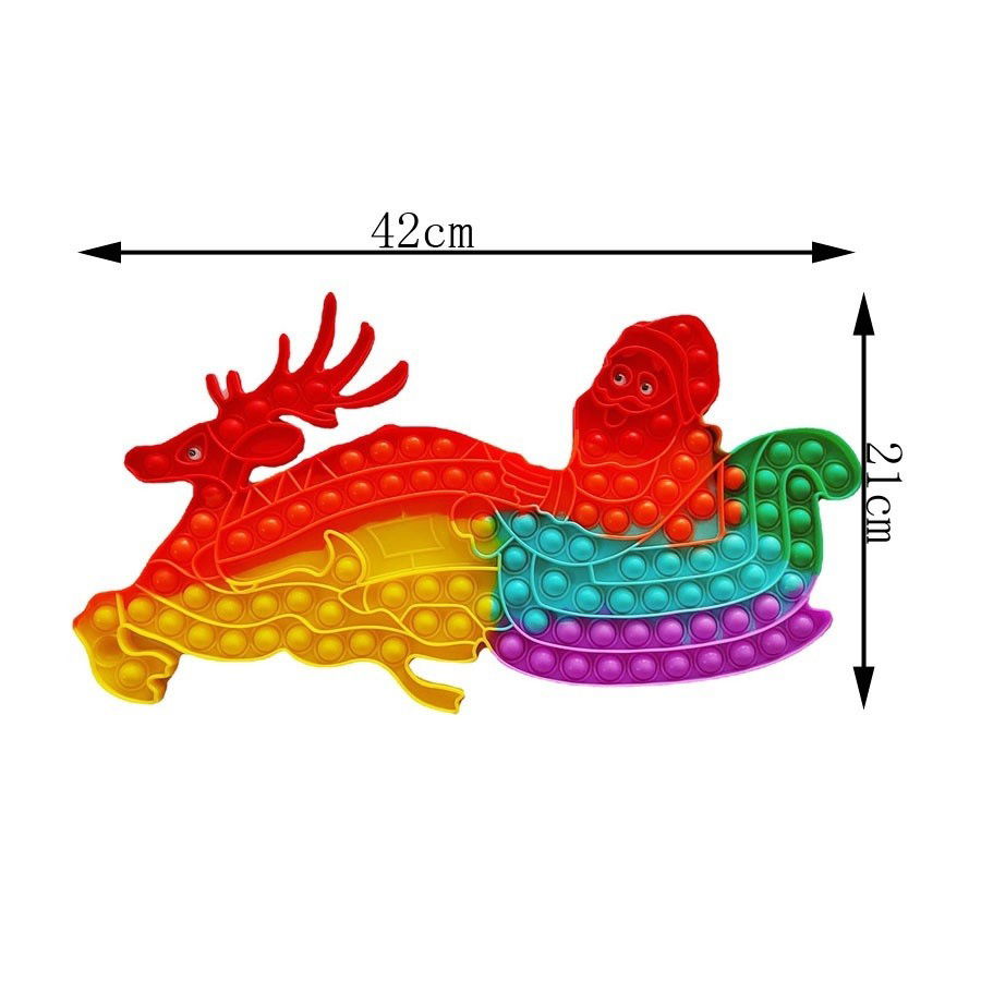 Jucarii Senzoriale, Fidget Toys - Jucarie Antistres, Flippy, Tip Pop It Now and Flip It, Sania Lui Mos Craciun cu Renul, 42 x 21 cm, Multicolor