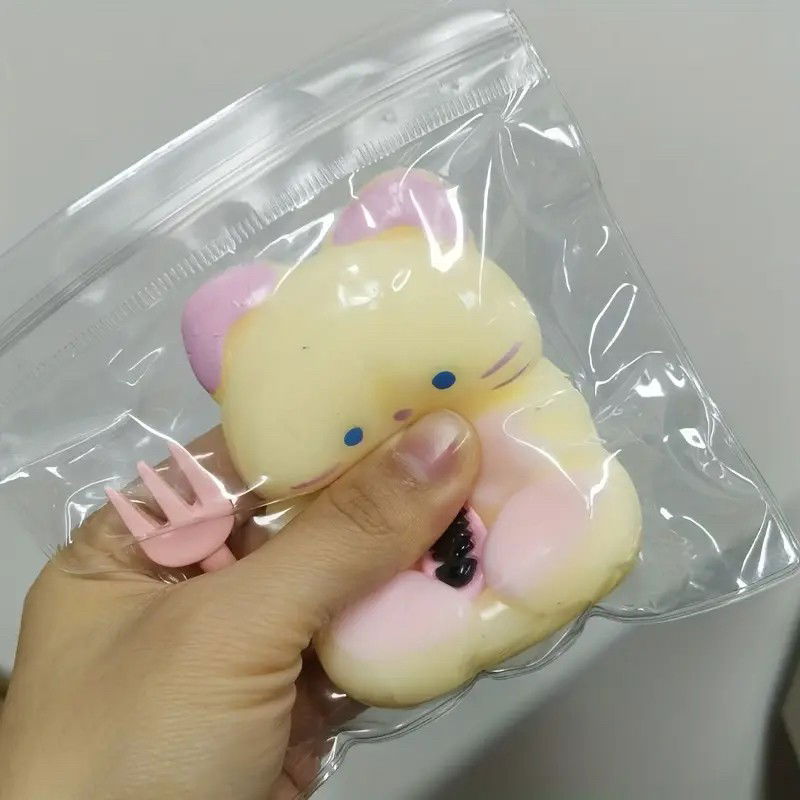 Jucarie Antistres Squishy, Flippy, cu Revenire Lenta, Model Pisicuta, Squeeze Pinch Family, 9 x 5.5 cm, Galben [3]