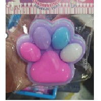 Jucarii Squishy si Gonggi - Jucarie Antistres Squishy, Flippy, cu Revenire Lenta, Labuta de Pisica Pufoasa, 8.5 x 7.5 cm, Ambalaj Transparent, Multicolor Roz