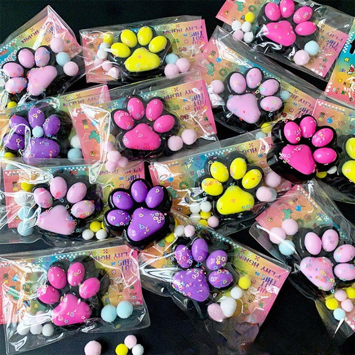 Jucarie Antistres Squishy, Flippy, cu Revenire Lenta, Squeeze Pinch Family, Model Labuta de Pisica, 6.8x6.2 cm, 55g, Ambalaj Transparent, Mov [3]