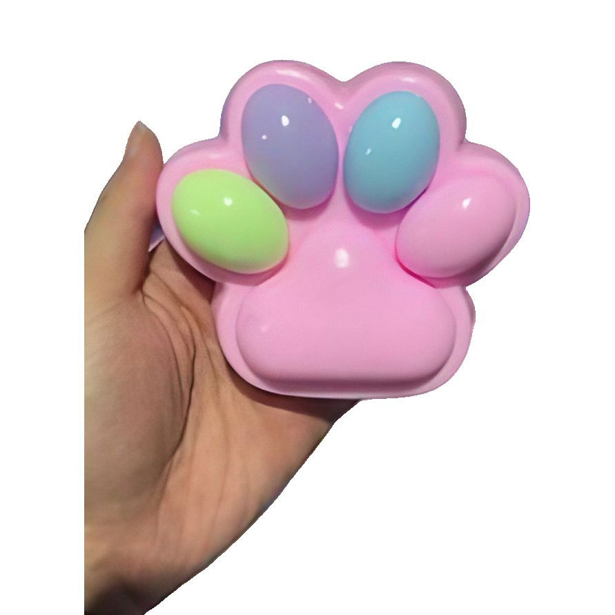 Jucarii Squishy si Gonggi - Jucarie Antistres Squishy, Flippy, cu Revenire Lenta, Squeeze Pinch Family, Model Cat Paw, 12.5x10.5 cm, 220g, Ambalaj Transparent, Model 023, Multicolor