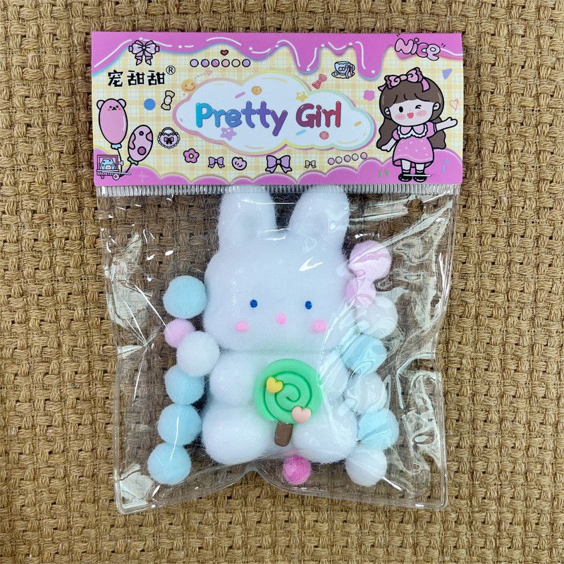 Jucarie Antistres Squishy, Flippy, cu Revenire Lenta, Squeeze Pretty Girl, Model Animalut, Ambalaj Transparent, Alb [4]