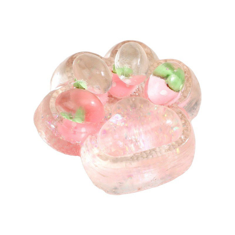 Jucarii Squishy si Gonggi - Jucarie Antistres Squishy, Flippy, cu Revenire Lenta, Labuta de Pisica Pufoasa, 7.5 cm, Ambalaj Transparent, Model 270522, Multicolor