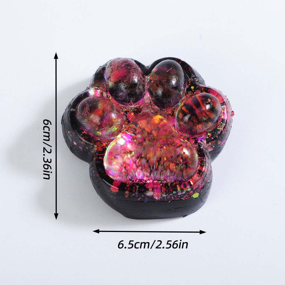 Jucarie Antistres Squishy, Flippy, cu Revenire Lenta, Squeeze Pinch Family, Model Labuta de Pisica cu Sclipici, 6.5x6 cm, 60g, Ambalaj Transparent, Roz-Negru [4]