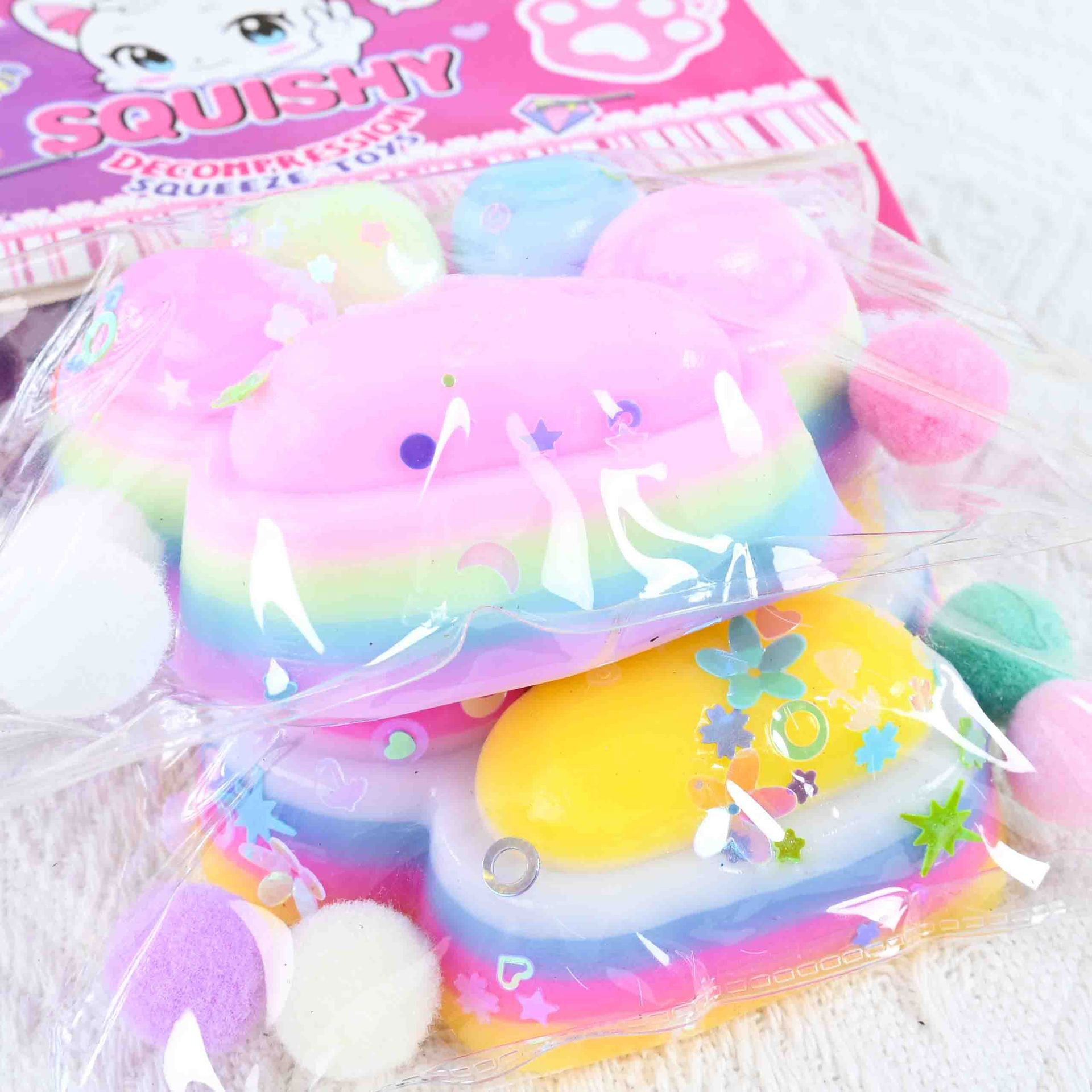 Jucarie Antistres Squishy, Flippy, cu Revenire Lenta, Labuta de Pisica Pufoasa, 7.5 cm, Ambalaj Transparent, Model 27053, Multicolor [4]