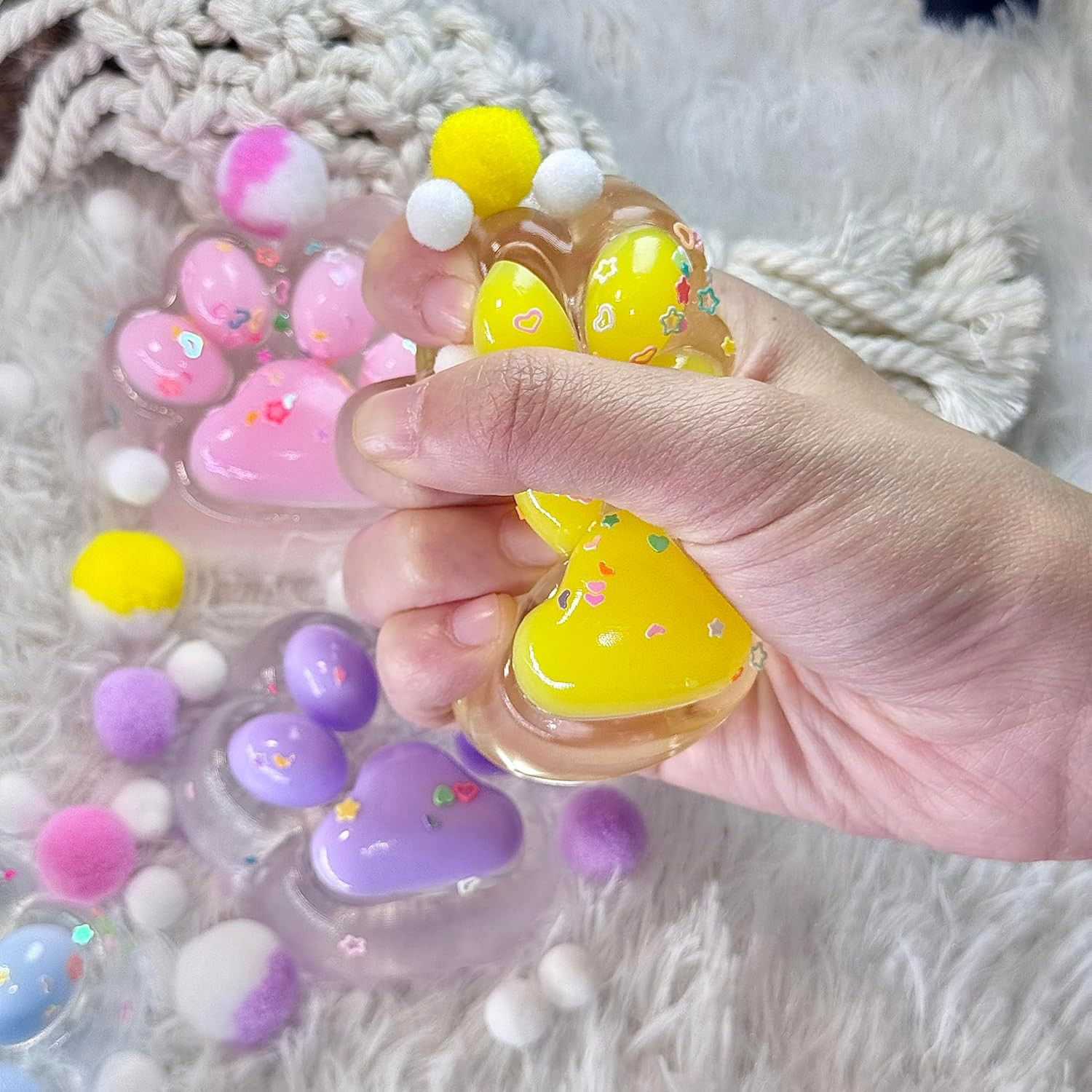 Jucarie Antistres Squishy, Flippy, cu Revenire Lenta, Labuta de Pisica Pufoasa, 7.5 cm, Ambalaj Transparent, Model 270510, Multicolor [5]