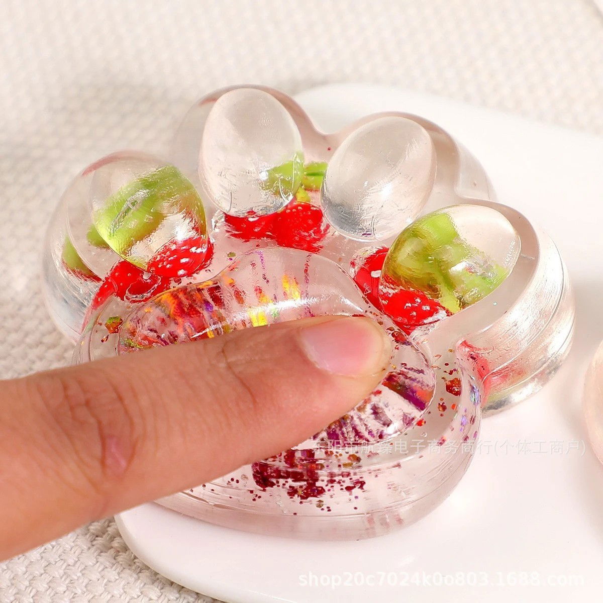 Jucarii Squishy si Gonggi - Jucarie Antistres Squishy, Flippy, cu Revenire Lenta, Labuta de Pisica Pufoasa, 7.5 cm, Ambalaj Transparent, Model 270523 Multicolor