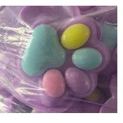 Jucarii Squishy si Gonggi - Jucarie Antistres Squishy, Flippy, cu Revenire Lenta, Labuta de Pisica Pufoasa, 8.5 x 7.5 cm, Ambalaj Transparent, Mov Multicolor