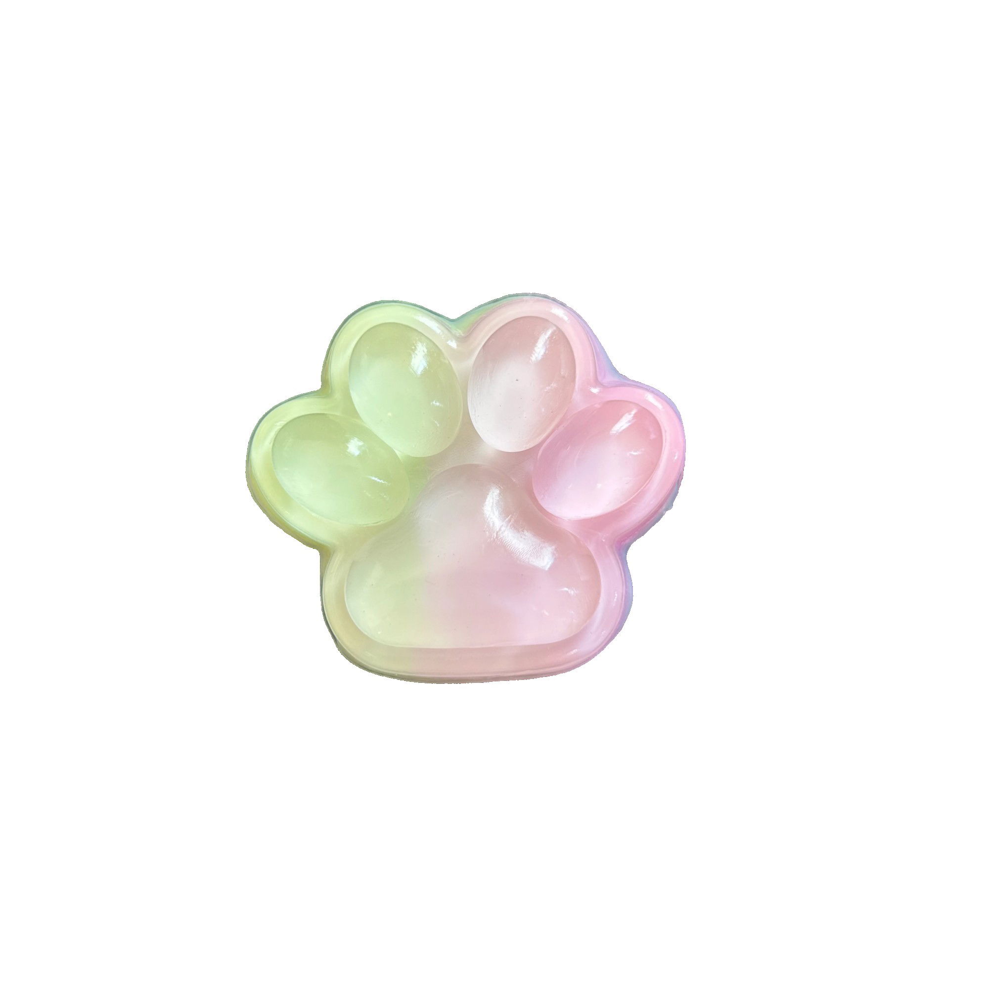Jucarii Squishy si Gonggi - Jucarie Antistres Squishy, Flippy, cu Revenire Lenta, Labuta de Pisica Pufoasa, 7.5 cm, Ambalaj Transparent, Model 270511, Multicolor