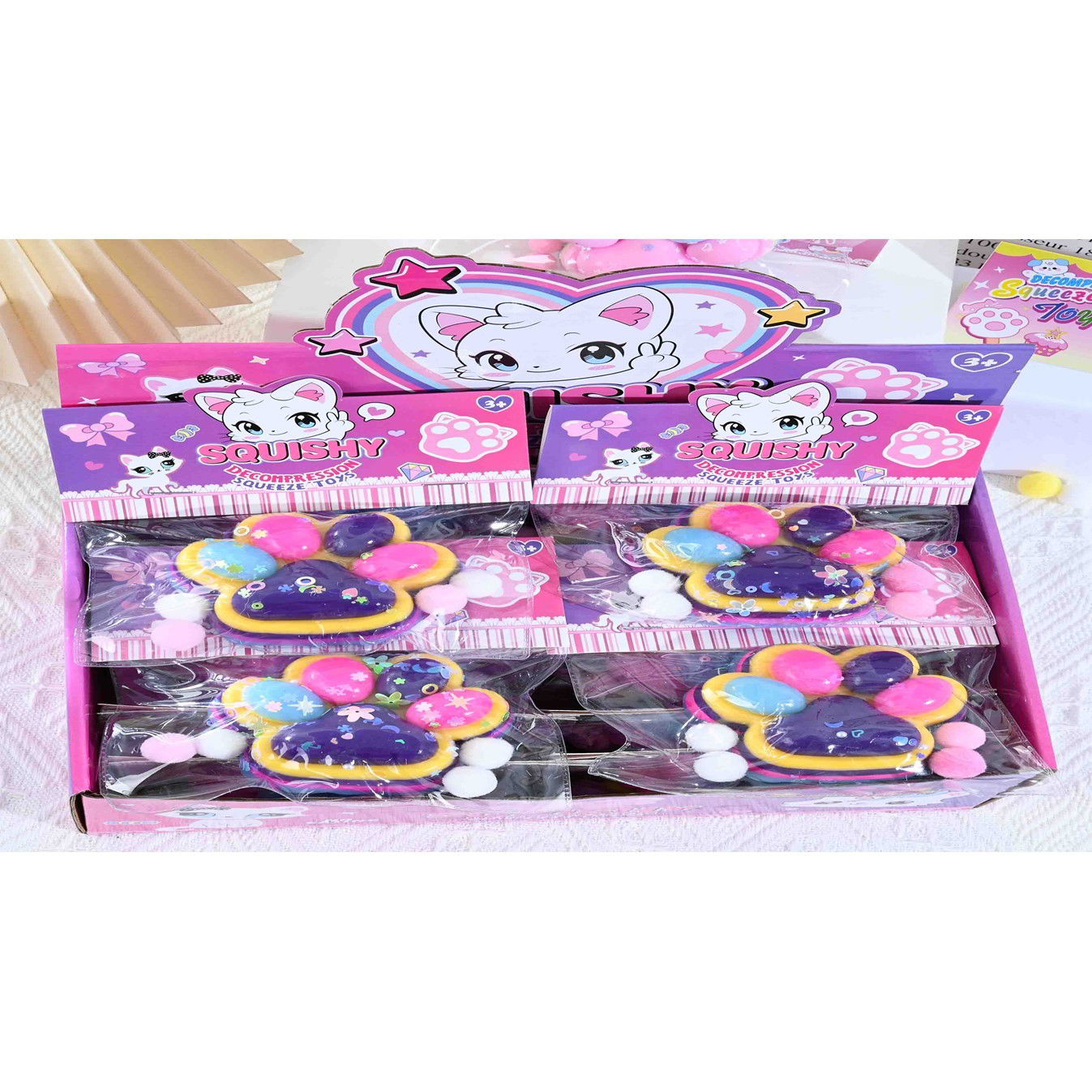 Jucarie Antistres Squishy, Flippy, Labuta de Pisica Squeeze Toys, cu Revenire Lenta, 7.5 cm, Model 270514, Multicolor [4]