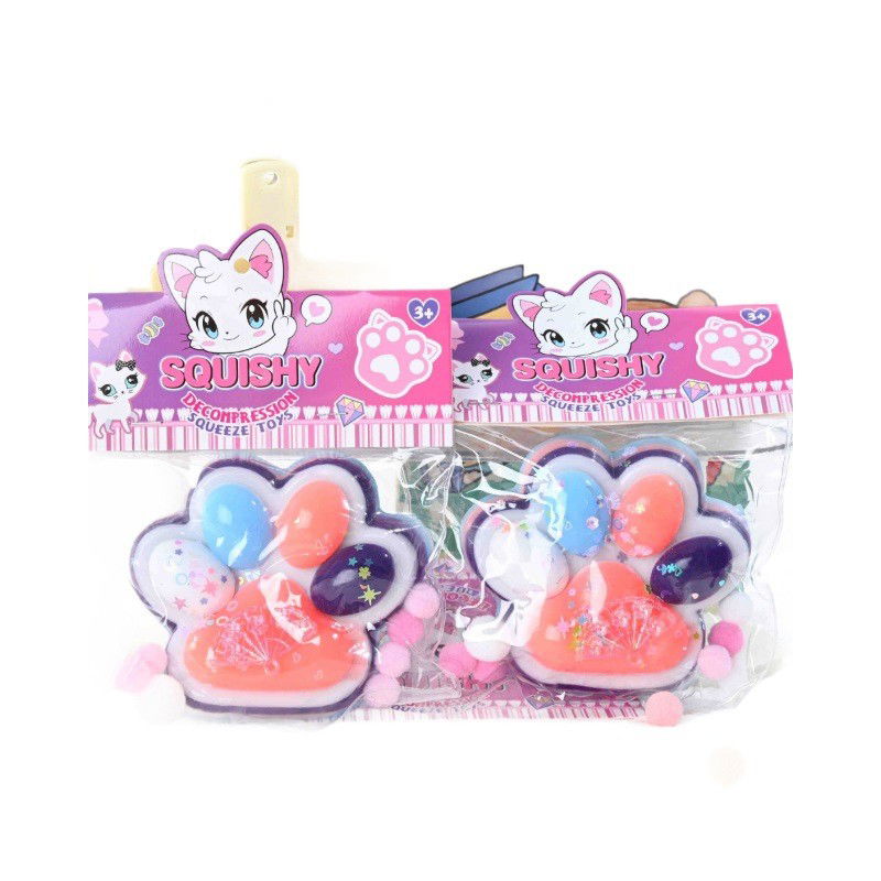 Jucarie Antistres Squishy, Flippy, cu Revenire Lenta, Squeeze Toys, Model Cat Paw, 12.5x10.5 cm, 220g, +3 Ani, din TPR, Model 1, Multicolor [3]