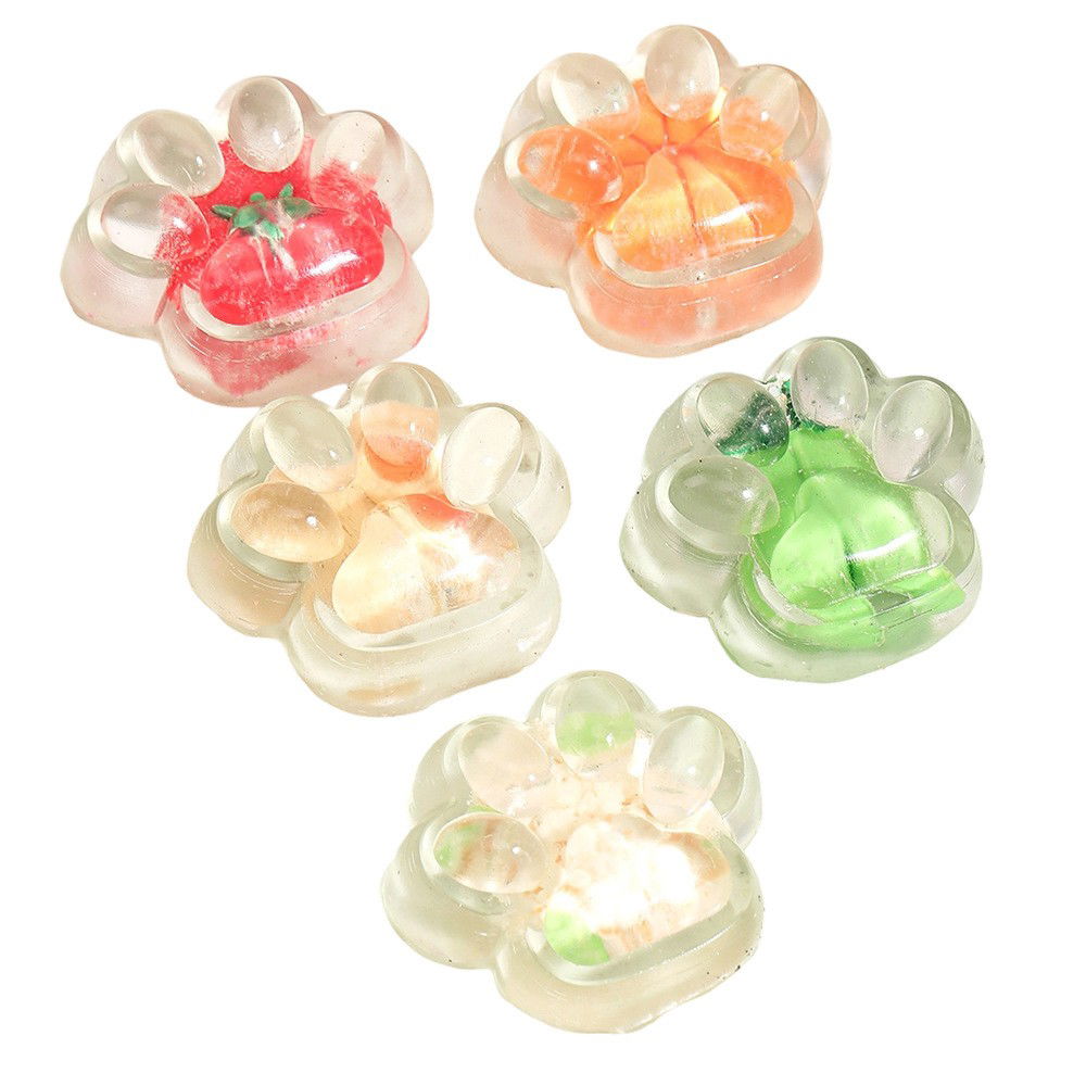 Jucarie Antistres Squishy, Flippy, Labuta de Pisica Pufoasa, cu Revenire Lenta, 7 x 6.5 cm, Model Legume, Multicolor [6]