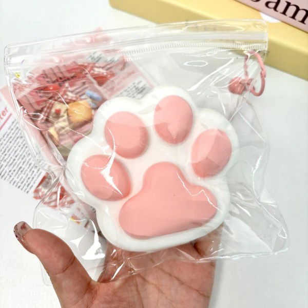 Jucarie Antistres Squishy, Flippy, Revenire Lenta, Model Labuta de Pisica, Squishy, BIG, 12.5 x 10.5 cm, 220 g, Model 10, Alb Roz [4]