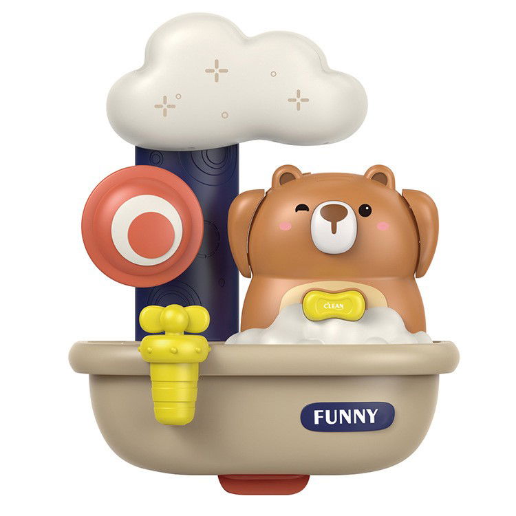 Jucarii Senzoriale, Fidget Toys - Jucarie de baie Flippy, Ursulet in cada cu spuma, 29 cm, Jucarie interactiva, Multicolor
