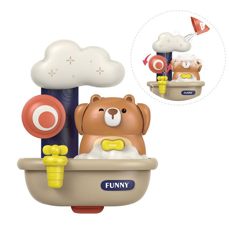 Jucarie de baie Flippy, Ursulet in cada cu spuma, 29 cm, Jucarie interactiva, Multicolor [3]