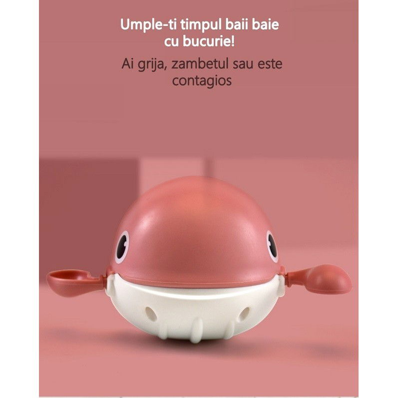 Jucarie de baie pentru copii, Flippy, balena roz [4]