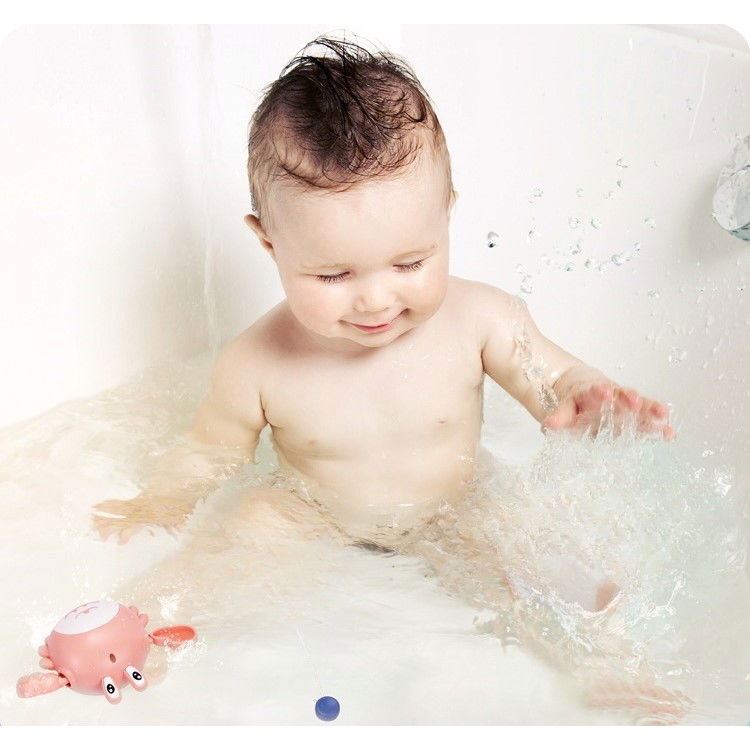 Jucarie de baie pentru copii, Flippy, crab, 10 cm, Roz cu fir [3]